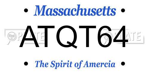 ATQT64 Massachusetts License Plate