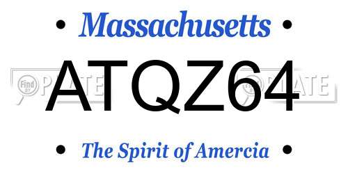 ATQZ64 Massachusetts License Plate