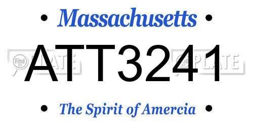 ATT3241 Massachusetts License Plate