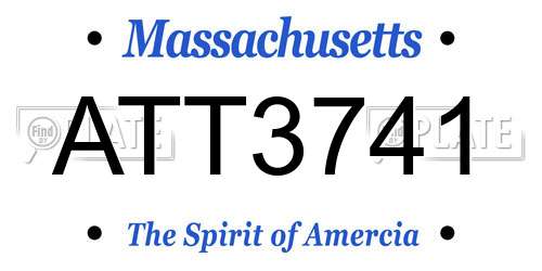 ATT3741 Massachusetts License Plate