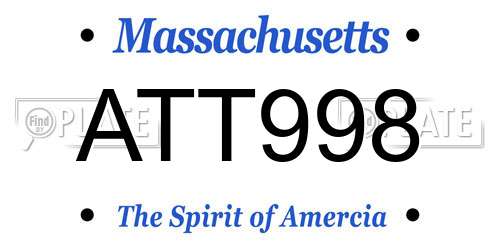 ATT998 Massachusetts License Plate