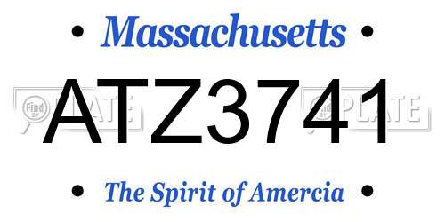ATZ3741 Massachusetts License Plate