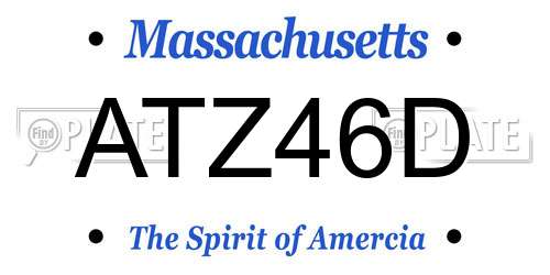 ATZ46D Massachusetts License Plate