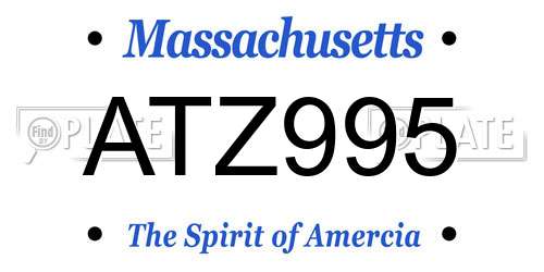 ATZ995 Massachusetts License Plate