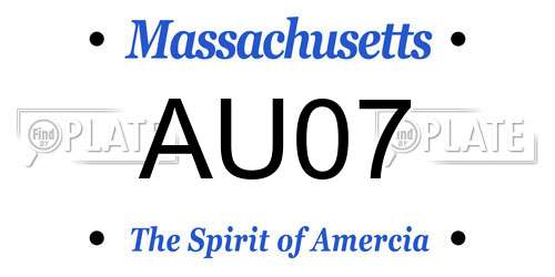 AU07 Massachusetts License Plate