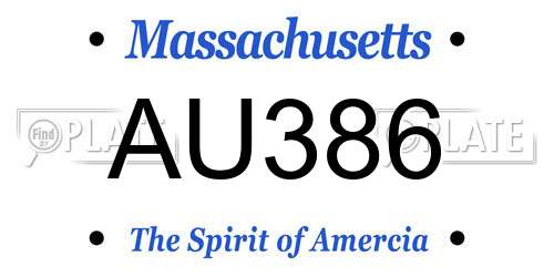 AU386 Massachusetts License Plate