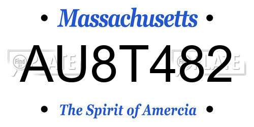 AU8T482 Massachusetts License Plate