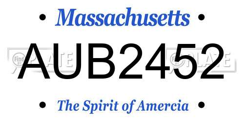 AUB2452 Massachusetts License Plate