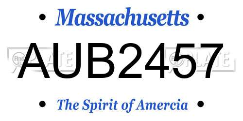 AUB2457 Massachusetts License Plate
