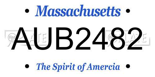 AUB2482 Massachusetts License Plate