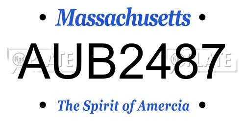 AUB2487 Massachusetts License Plate