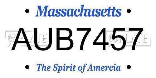 AUB7457 Massachusetts License Plate