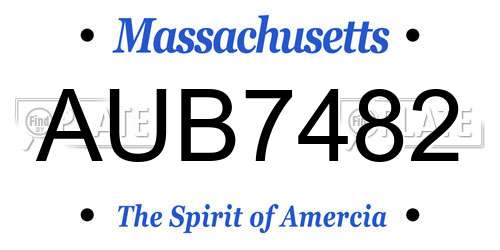 AUB7482 Massachusetts License Plate