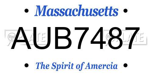 AUB7487 Massachusetts License Plate