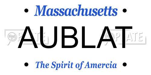 AUBLAT Massachusetts License Plate