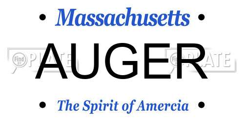 AUGER Massachusetts License Plate