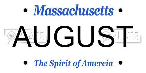 AUGUST Massachusetts License Plate