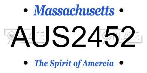 AUS2452 Massachusetts License Plate