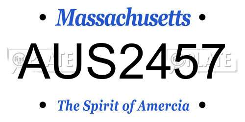 AUS2457 Massachusetts License Plate