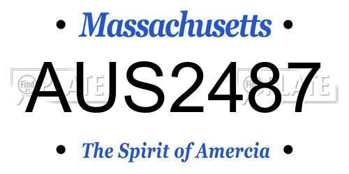 AUS2487 Massachusetts License Plate