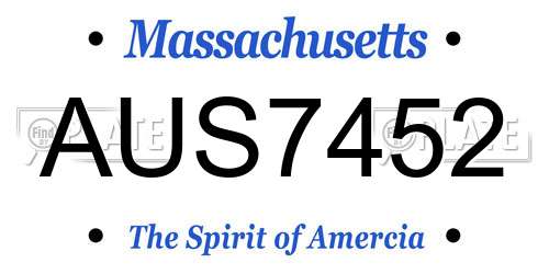 AUS7452 Massachusetts License Plate