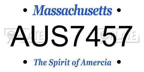 AUS7457 Massachusetts License Plate