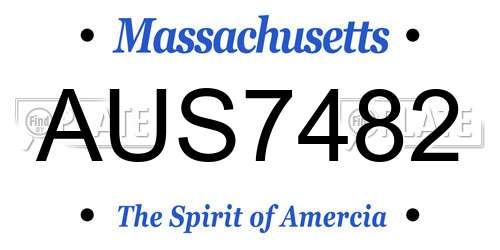 AUS7482 Massachusetts License Plate