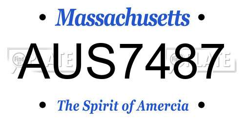 AUS7487 Massachusetts License Plate