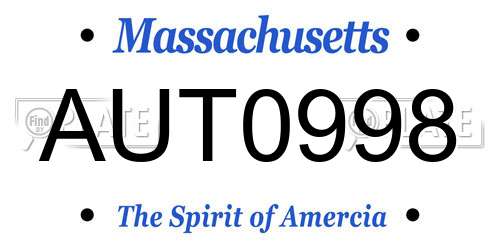 AUT0998 Massachusetts License Plate