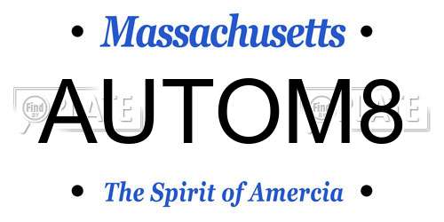 AUTOM8 Massachusetts License Plate
