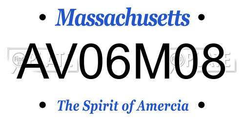 AV06M08 Massachusetts License Plate
