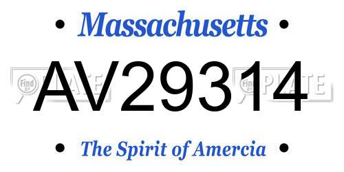 AV29314 Massachusetts License Plate