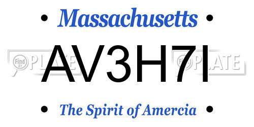AV3H7I Massachusetts License Plate