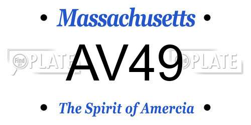 AV49 Massachusetts License Plate