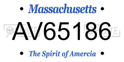 AV65186 Massachusetts License Plate