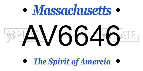 AV6646 Massachusetts License Plate