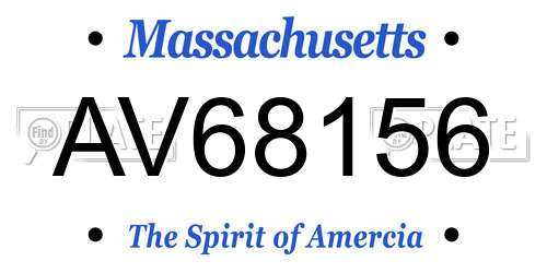 AV68156 Massachusetts License Plate