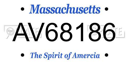 AV68186 Massachusetts License Plate