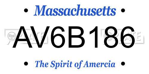 AV6B186 Massachusetts License Plate