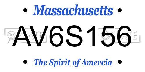 AV6S156 Massachusetts License Plate