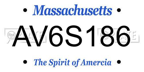 AV6S186 Massachusetts License Plate