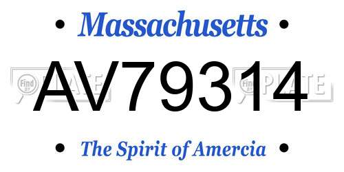AV79314 Massachusetts License Plate