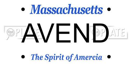AVEND Massachusetts License Plate