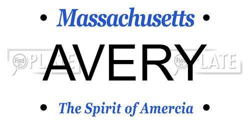 AVERY Massachusetts License Plate