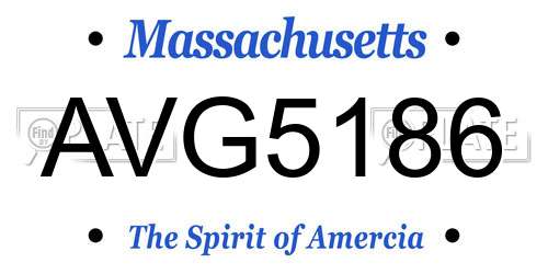 AVG5186 Massachusetts License Plate