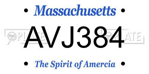 AVJ384 Massachusetts License Plate