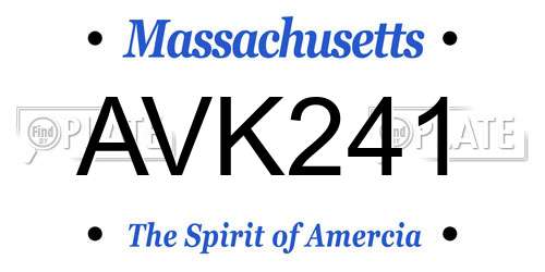AVK241 Massachusetts License Plate