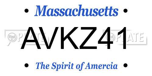 AVKZ41 Massachusetts License Plate