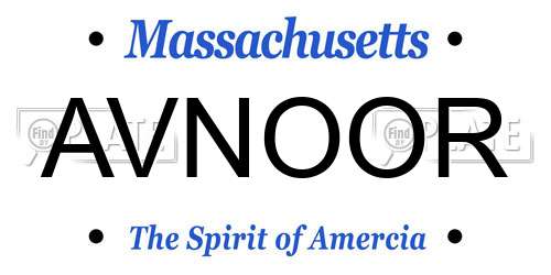 AVNOOR Massachusetts License Plate