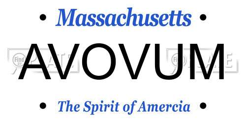 AVOVUM Massachusetts License Plate